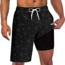 Goodstoworld Mens Swim Trunks with Compression Liner 9'' Inseam Quick Dry Swimsuit Shorts XL