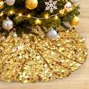 Gold Tree Skirt 36 Inches Christmas Tree Skirt Sparkly Sequin Xmas Tree Skirts Glitter Christmas Decorations Xmas Ornaments