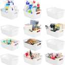Tiawudi 12 Pack Storage Bins, Plastic Storage Containers, Multi-Use White Organizer Bins for Cabinet, Pantry, Drawer, Closet, Countertop or Shelves