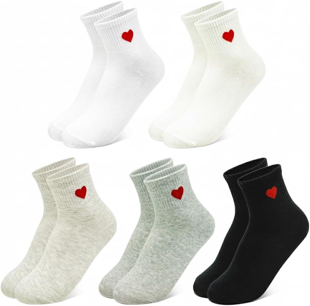 Jinny's Shoppe Womens Novelty Cute Crew Socks 4/5 Pairs Colorful Soft Cozy Lovely Cotton Socks for Everyday Casual Wear, One Size