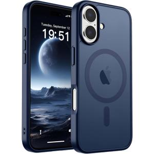 SUPFINE Magnetic for iPhone 17 Case (Compatible with MagSafe)(Military Grade Drop Protection) Translucent Matte Shockproof with Anti-Fingerprint Phone Cover,Dark Blue