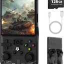 R36MAX Retro Handheld Game Console, 4.0 Inch IPS Screen Retro Gaming Console,Linux System, 4000mAh Battery Portable Pocket Mini Arcade, Built-in 128G,Retro Black