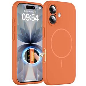 EXZLLEN Magnetic for iPhone 17 Case, Compatible with MagSafe, Integrated Silicone Camera Control Cover Protection, 3.0mm Thicken Silicone Phone Cover for 17 6.3", Orange