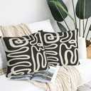 Black and Cream Throw Pillow Covers 20x20 Inch Set of 2 , Abstract Black and Beige Striped Farmhouse Decorative Pillowcases Modern Striped Cushion Covers for Sofa Living Room Bed Outdoor Home Decor