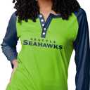 FOCO Women's NFL Team Logo Ladies Fashion Shirt Long Sleeve Henley (XX-Large, Big Wordmark)