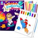 2 x Paint with Water Coloring Books for Toddlers, Watercolor Painting Book and Drawing Art Paper for Kids Ages 3 4 5 6 7 8 Years Old, Outer Space Art Craft for Drawing with Brush
