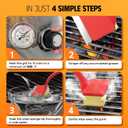 MEKER Grill Brush Bristle Free, Grill Cleaner Brush with 3 BBQ Replacement Head, Seamless Scraper Tool for Cast Iron, Stainless Steel Grates, Safe Grill Scraper Outdoor BBQ Grill, Red