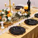 COLOSUS 60pcs Black and Gold Plastic Plates Set, Gold Black Party Plates, 30pcs Dinner Plates and 30pcs Salad/Dessert Plates for Wedding, Party, Anniversary, Daily Use