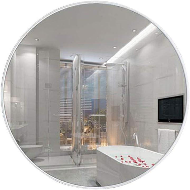 Mirrors for Wall Decor, Nordic, Bathroom Wall-Mounted Cosmetic Mirror Large Round Mirror, for Bedrooms, Hotel, Dressing, Club Hall (Color : White, Size : 50cm)