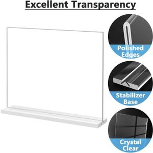 MaxGear 8.5 X 11 Acrylic Sign Holder Horizontal 1 Pack, Double Sided Display Stand, Clear Table Sign Flyer Menu Holders, Plastic Paper Stand Picture Frame for Office, Store, Restaurant