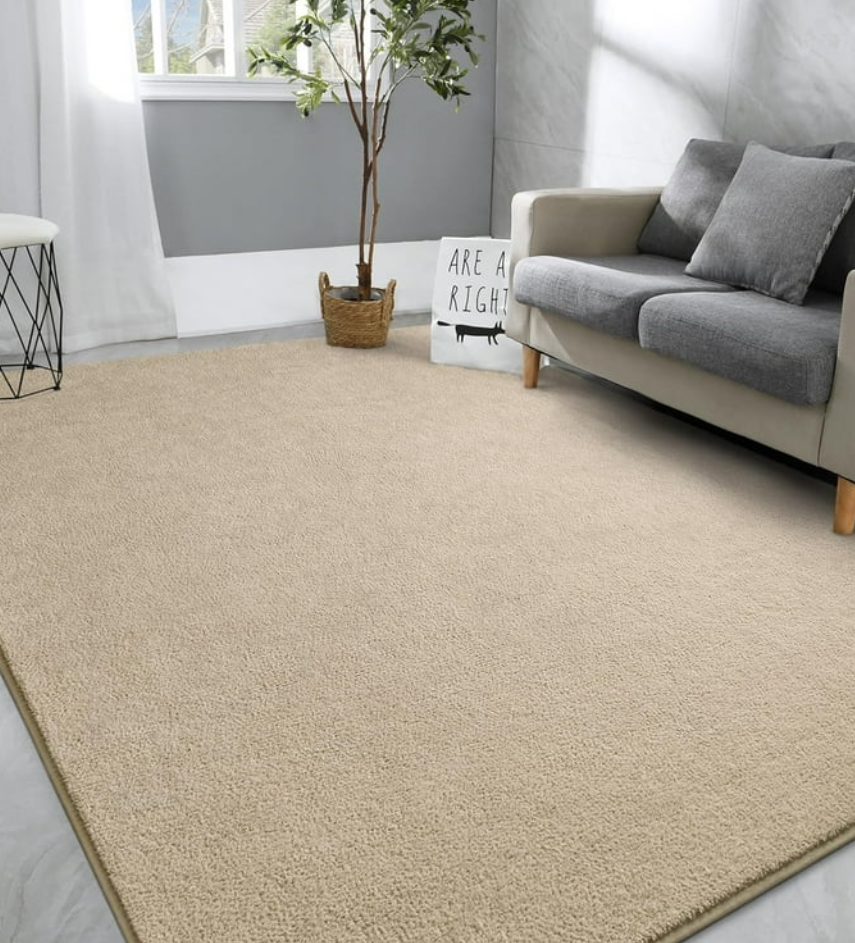 6x9 Large Area Rugs for Living Room Bedroom, Soft Memory Foam Modern Indoor Fuzzy Shaggy Rug, Low Pile Carpet for Kids Room Nursery Home Decor, Beige