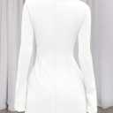 PRETTYGARDEN Womens Fall Long Sleeve Mini Dress 2025 Trendy Boat Neck Bodycon Knit Elegant Short Party Formal Dresses (White, M)