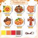 Feifeiya 24 Sets Thanksgiving Crafts Kit DIY Fall Paper Crafts with Colored Tissue Paper Sticker Tool Turkey Pumpkin Leaf Acorn Suncatcher Hanging Ornaments for Classroom Activity Harvest Party Window