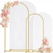 Metal Arch Backdrop Stand and Cover Set of 2 (7.2 ft/6 ft, White), Wedding Arch Backdrop Stand with White Cover for Party Birthday, Wedding, Bridal Shower, Baby Shower, Festival, Proposal, Anniversary