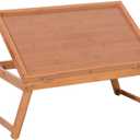 Table Top Adjustable Dining-Table Reading Table Bamboo Wood Color Plank Bed Tray Table, Breakfast Tray for Sofa, Bed, Eating, Working, Used As Laptop Desk Snack Tray (Bamboo Wood Classic)