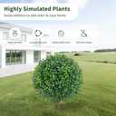25" Artificial Boxwood Topiary Ball Tree with Ground Plugs [Set of 2] UV Protected Artificial Shrubs, Fake Evergreen Artificial Plants for Indoor and Outdoor Porch Garden