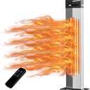 AKIRES 37IN Outdoor Patio Heater,Portable Space Radiant Tower Heaters With IP54 Waterproof,12H Timer,Large Room Heater for Garage Backyard Porch Balcony Shop Patio,Matte Silver