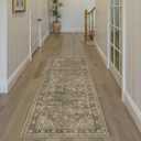 WondRg 2x6 Washable Brown Runner Rug Vintage Hallway Kitchen Carpet Non-Slip Soft Low Pile Distressed Throw Rug for Bedroom Bathroom Laundry Living Room