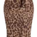 Milumia Women's Leopard Print Strapless Bodycon Maxi Dress Mesh Long Tube Top Dress (Large, Brown)