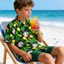 UNICOMIDEA Kids St Patricks Day Shirt Green Shamrock Plaid Shirts Short Sleeve for 11-12 Years Boys Button Summer Tops Party Holiday