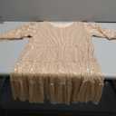 Plustrong Womens Sparkly Glitter Dress Summer Sequin Babydoll Dress Short Flowy Tunic Dresses Party Club (X-Large, Gold)