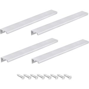 uxcell Finger Edge Pull Handle 400mm/15.7 Inch Aluminum Alloy Modern Style Concealed Tab Drawer Pulls Silver Tone 4 Pcs