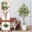 6FT Artificial Lemon Tree with Pot, Fake Lemon Tree with White Tall Planter, Faux Lemon Plant with Realistic Fruits and Silk Leaves, Artificial Plants Indoor for Home Office Kitchen Decor