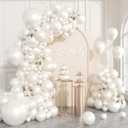 Pearl White Balloons, Double Stuffed White Balloons Different Sizes 5/10/12/18 Inch Pearl Balloon Arch Garland Kit for Wedding Engagement Bridal Baby Shower Birthday Party Decorations