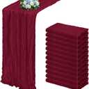 12 Pack Burgundy Cheesecloth Table Runner 17x108 Inch Semi Sheer Boho Gauze Cheese Cloth Fabric Table Runners, for Wedding Party Baby Shower Birthday Home Decor Garden Farmhouse