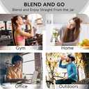 Mueller Smoothie Blender for Smoothies - Personal Blender for Shakes, Frozen Drinks, Baby Food & More, 15oz Travel Cup and Lid, Durable Stainless Steel Blades for Powerful Blending Performance, White