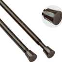 TYRON Curtain Tension Rod 17 to 28 Inch, Adjustable Spring Loaded Curtain Rod, Expandable Window Curtain Rod Tension for Kitchen, Wardrobe, Cupboard, Closet (Bronze, 2 Pack)