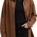 ENMAIN Faux Suede Shirt for Womens Button Down Long Sleeve Blouses Dressy Casual Fall Tops Fashion Clothes (XX-Large, Brown)