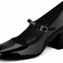 JENN ARDOR Women's Pumps Low Heel Dress Shoes for Women Closed Toe Chunky Mary Jane Work Pumps Shoes Oxfords (8, Black)