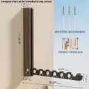 Natural Wood Folding Clothes Hanger Rack for Laundry Room, Wall Mounted Clothes Drying Rack, Laundry Drying Rack Foldable, Perfect for Small Spaces, Walnut Wood Black