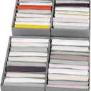 4 Packs T-shirt Drawer Organizers for Clothing,10 Grids Compartment Wardrobe Storage Box, Washable Clothes Organizer for Folded Clothes, T-shirt, Legging, Silk Scarve , Grey 