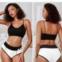 Avidlove Womens Underwear Cotton Hipster Panties High Waist Briefs Color Clash Underpants 1-4 Packs (Small)