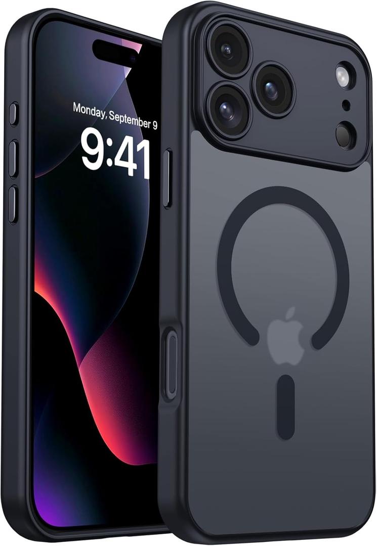 BENTOBEN Magnetic for iPhone 17 Pro Case 2025, [Upgraded Full Camera Protection] [Compatible with Magsafe] [Translucent Matte] Drop Protection Shockproof Protective Phone Cover 17 Pro 6.3 Inch - Black