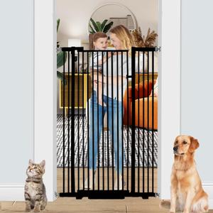 55.1 inch Extra Tall Cat Gates, Adjustable 29.92" and 43" Wide Baby Gate, Pressure Mounted Full Door Tall Pet Gate for Doorway, Stairs,House(Black, 29.92" - 43")