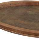 Deco 79 Wood Living Room Decor Tray Large Oval Ottoman Tray with Scroll Metal Handles, Serving Tray 29" x 19" x 4", Brown