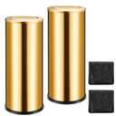 Reallnaive 2 Set 30L/8GAL Gold Lidded Trash Can with 200 Garbage Bags Metallic Gold Brass Kitchen Garbage Bin with Flip Lid Commercial Compact Waste Basket for Shopping Centers, Elevator Doors, Hotels