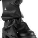 sexytag Women's Platform Slouchy Fold Over Boots Mid Calf Block Heel Round Toe Western Pull on Fashion Boot 10