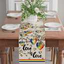 2 x XCHI Rainbow Love Heart Love is Love LGBTQ Table Runner Pride Day Inclusion Lesbian Gay Bisexual Transgender Queer Homosexual Equality Decorations for Home Kitchen Party 13x72 Inch