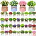 Giegxin 40 Pack Small Artificial Potted Flowers Bulk, Fake Potted Plants Plastic Faux Flowers for Wedding Home Desk Tabletop Outdoor Office Kitchen Centerpieces