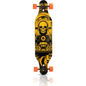 PINESKY 41 Inch Longboard Skateboard Complete Skateboard Cruiser for Cruising, Carving Free-Style and Downhill with T-Tool（Skull）