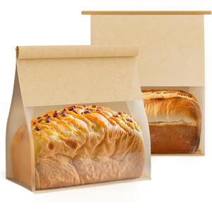 FireKylin Bakery Bags with Tin Tie Tab Lock 8.6"x4.3"x 11.0" Bread Bags for Homemade Bread Cookie Bags Good Choice Breads,Goodies,Baked,Goods and Cookie Packaging (100, Large)