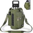 icolor Magnetic Gym Bag Water Bottle Carrier Holder with Phone Pockets & Shoulder Strap,5 Built-in Magnets Gym Bottle Pouch Sleeve,Magnetic Bag Gym Accessories Organizer for Men Women (Army Green)