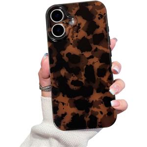 Cute Phone Case for iPhone 17 Case Amber Pattern Leopard Full Camera Protective Slim Shockproof Cool Trendy Aesthetic-Brown Tortoise Shell