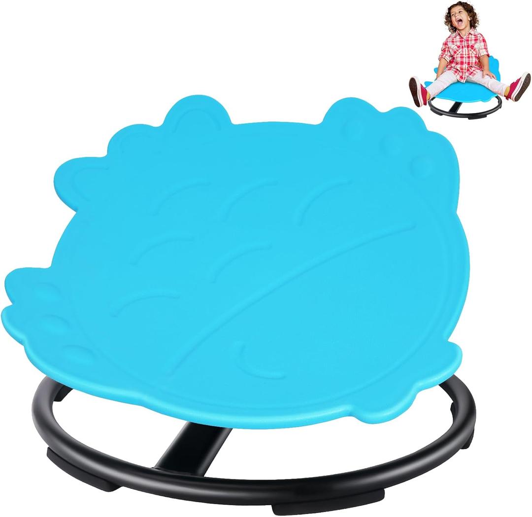 Sensory Spinning Chair for Autistic Kids, ADHD Swivel Chair Training Body Coordination, Metal Base Non-Slip Indoor and Outdoor Activity Toys (Blue)