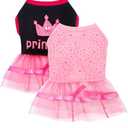 2-Pack Dog Dresses Princess Puppy Dress with Rhinestones Cute Pet Tutu Outfit Female Puppy Clothes for Small Dog Medium Girl,Pink + Black,Medium