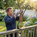 Heavy Duty Deck Hook,360 Rotating Design,Pole 16.5Long Metal Deck Railing Hooks for Hanging Bird Feeders,Planters,Suet Baskets,Lanterns,Wind Chimes,Clamp Mounted,Under 18 LBS(2PACK)